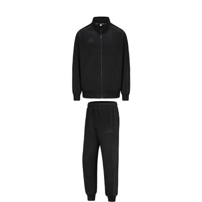 Taekwondo Stand Collar Zip Long Sleeve Jacket Comfortable Striped Long Pants Casual Sports Suit Unisex Sports Suit Black TR30JT-BB+TR30P1T-BB