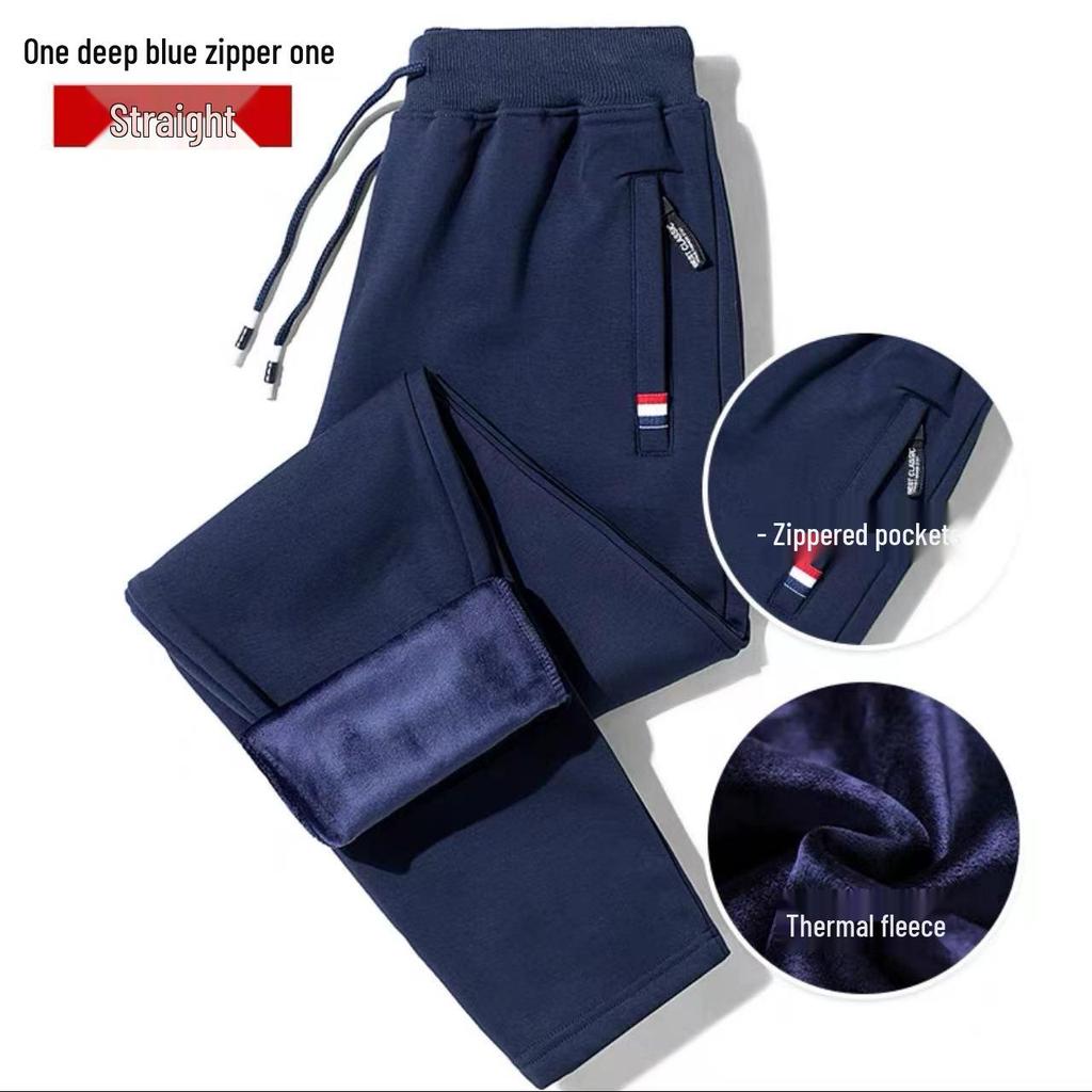 Men's Fleece-Lined Casual Plus Size Cuffed Sweatpants - Thick, Versatile, Outdoor & Trendy