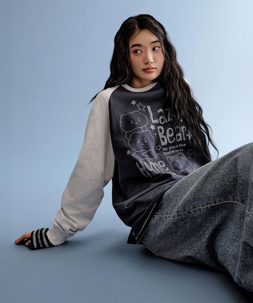 Seupao [Manggeureojin Gom] Long Sleeve T-Shirt (Navy)_Splag23U03