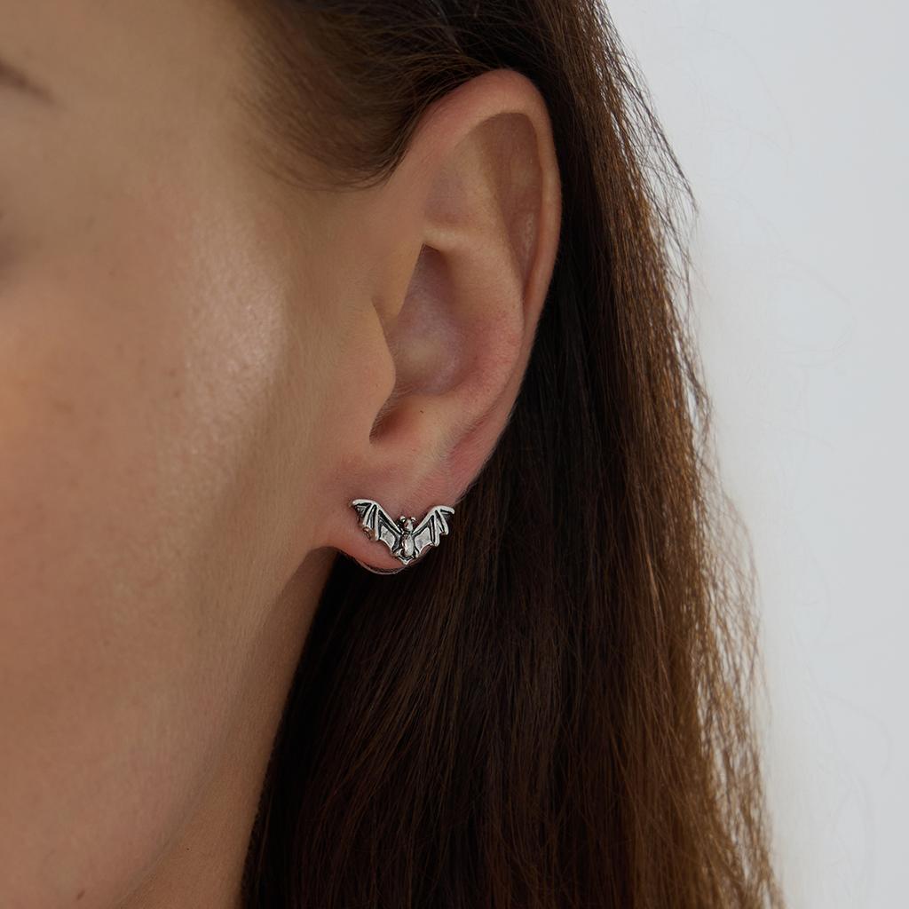 SHIXIN 6 Pair Goth Skull Bat Cross Stud Earrings for Women Punk Heart Guitar Skeleton Drop Earrings Vintage Halloween Jewelry