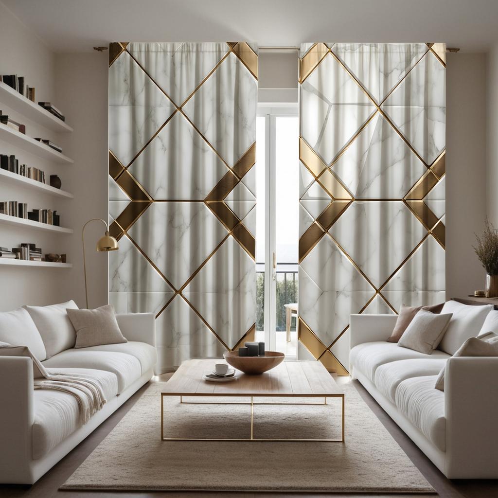2 stk HD lett luksus geometrisk dekorativt gardin Gult digitaltrykt gardin hjemmedekorasjon stil dekorasjon stue