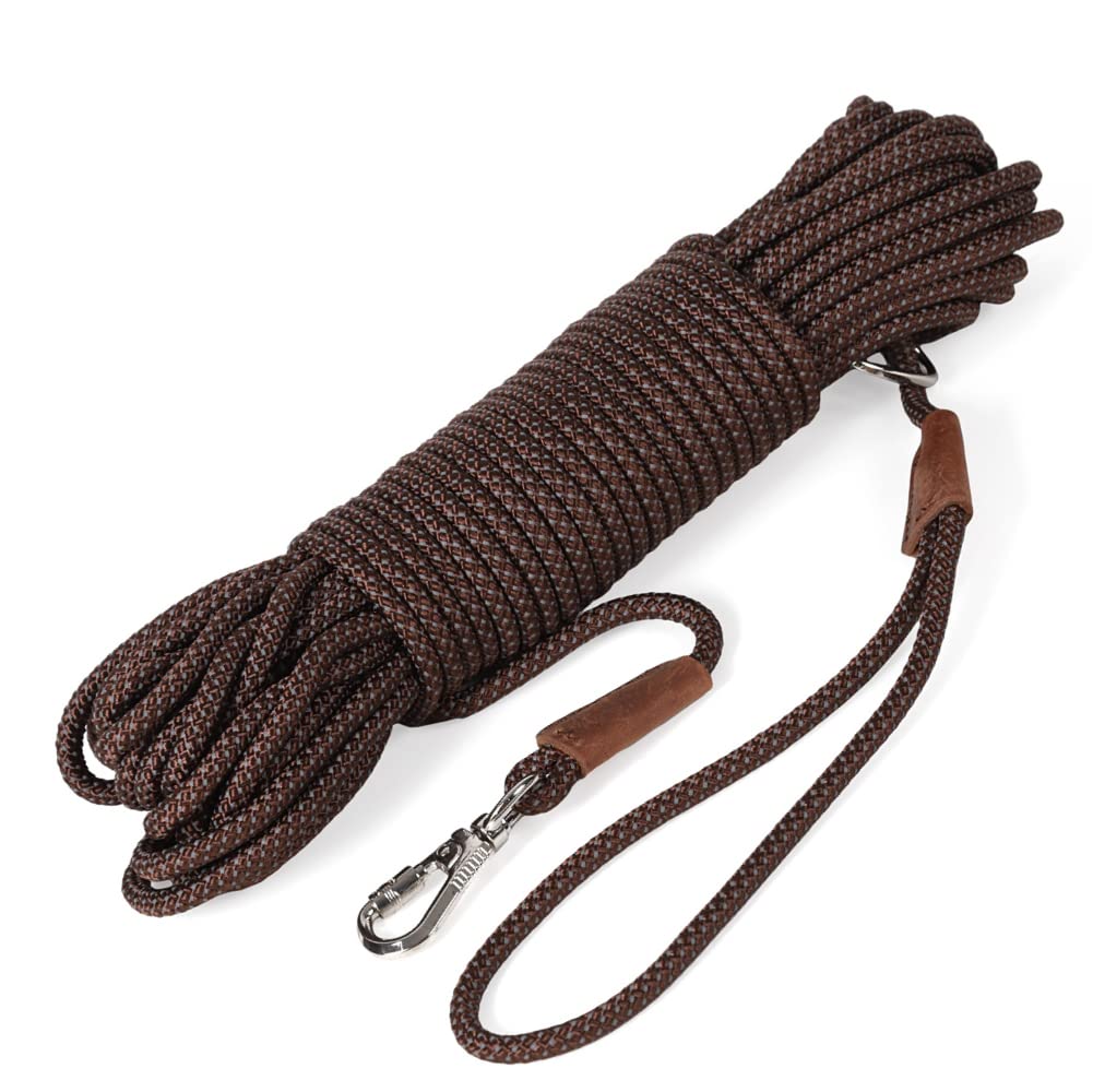 

dog long round shoulder Medium-sized leash, 20m, brown, rope, strap, retractable, training, lightweight, tangle-resistant. коричневий