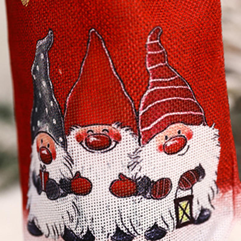 Creative Christmas Wine Bottle Bags Cute Santa Drawstring Wine Bottle Gift Cover Xmas Party Decor