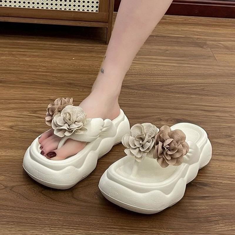Flower Womens Cute Slippers Summer Non Slip Beach Flip Flops Fashion EVA Soft Bottom Casual Slides Lightweight Platform Slippers