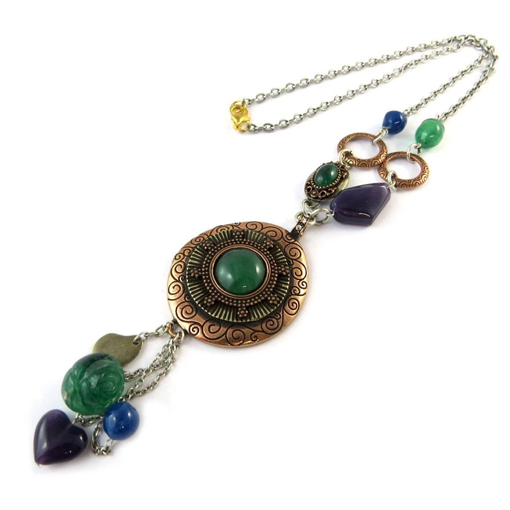 

Les Trésors De Lily [G5198] - Дизайнерское колье Judith зелено-фиолетовое