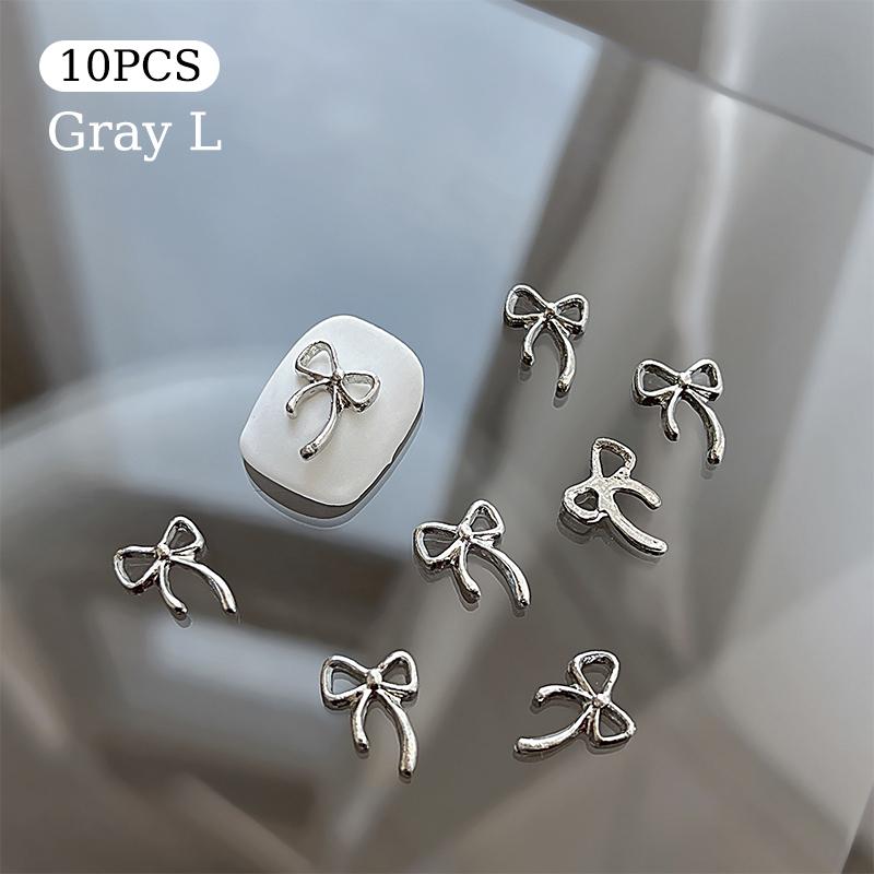 10Pcs Kawaii Bowknot Metal Gold Silver Nail Charms 3D Alloy Bow Tie Jewelry Nail  Decoration Manicure Accessories