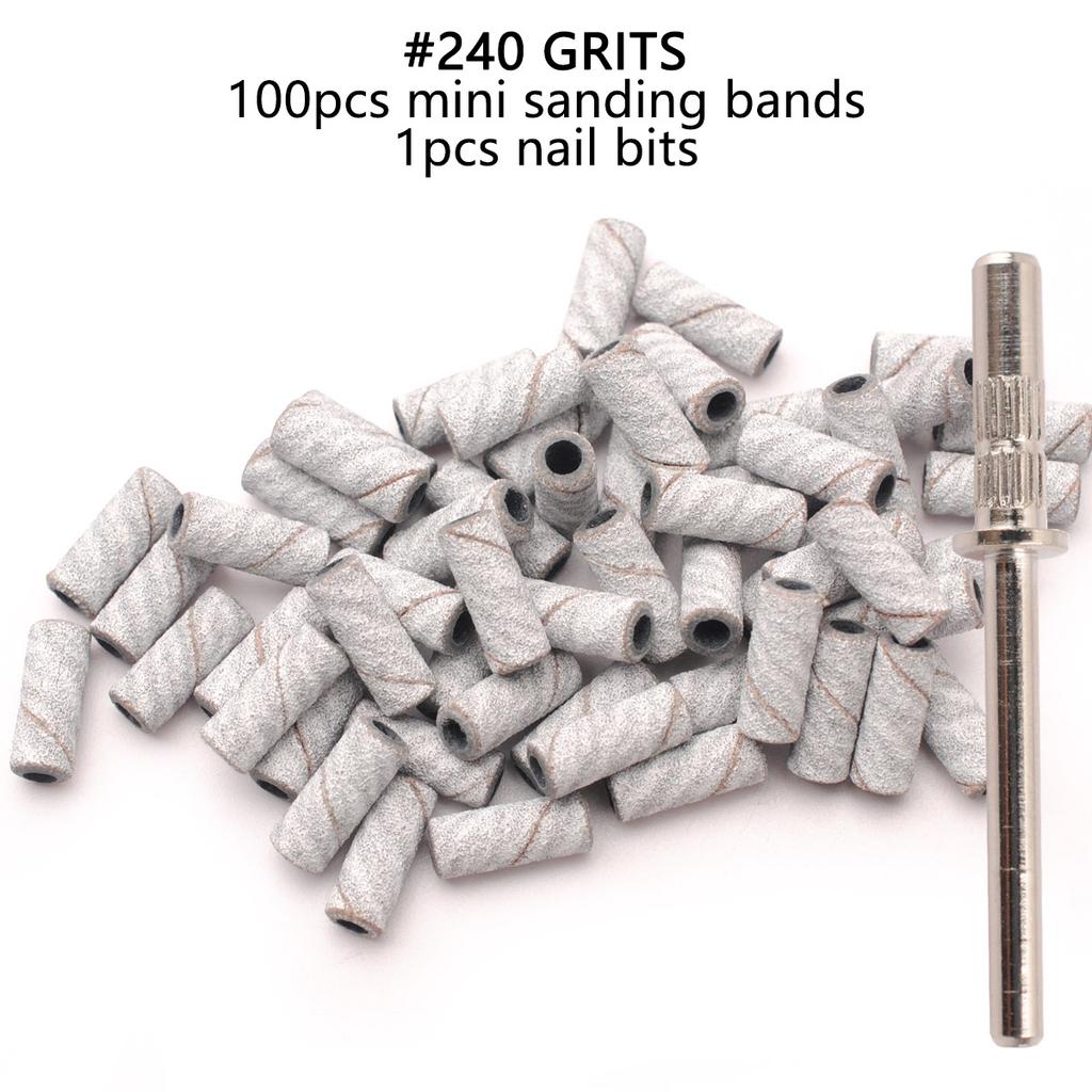 100pcs 3.1mm Mini Sanding Bands Kits Nail Drill Bits Mandrel Sets Electric Manicure Accessories Tool Dead Skin Remover nail file