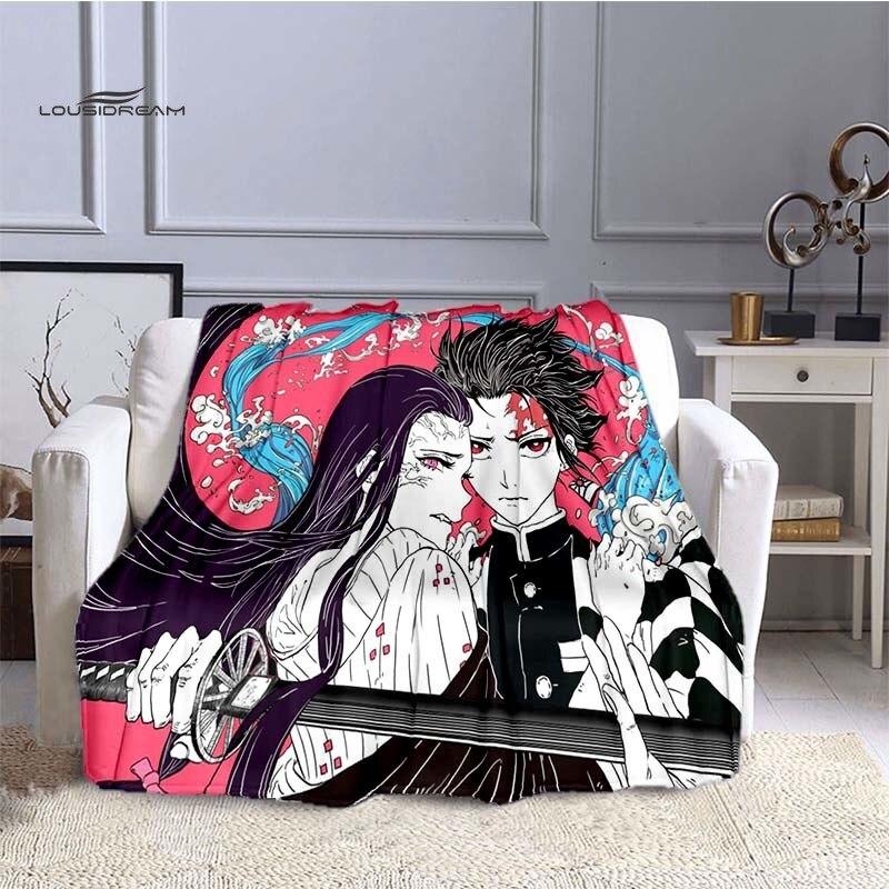 LOUSIDREAM Demon Slayer Deky pro postele Home Travel Flanelová deka pro dospělé na gauč Obývací pokoj Pohovka Child Keep Warm