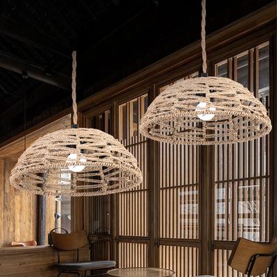 Handgewebter Lampenschirm aus Rattanseil, Hängelampenschirm, Lichtabdeckung, Deckenpendelleuchte für Restaurant, Café, Hotel, Wohnkultur