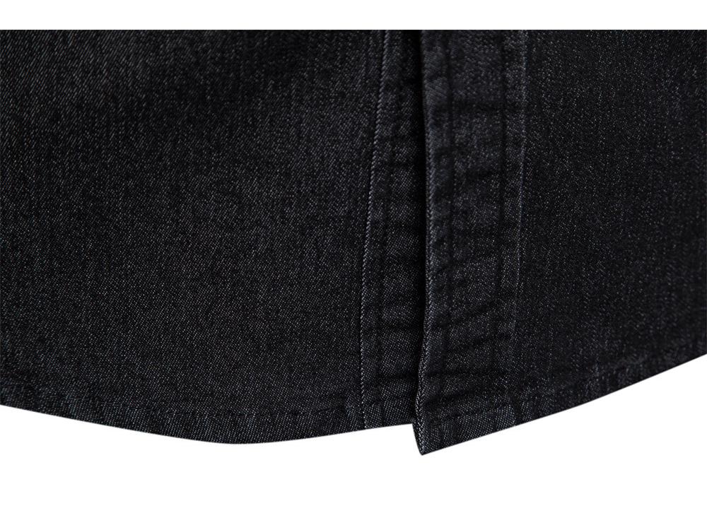 2024 Men's European Size Casual Solid Color Denim Long-Sleeve Shirt In Stock