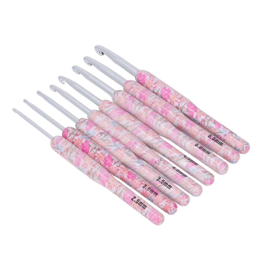 8pcs Crochet Hook Set Printing Aluminum Handcraft   Colorful Crochet Hook Ergonomic Knitting Hook for Knitters for Sewing