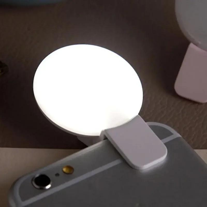 1 Pc LED Selfie Lamp Mobile Phone Lens Portable Selfie Ring Light Clip Mini Selfie Lights USB Charging