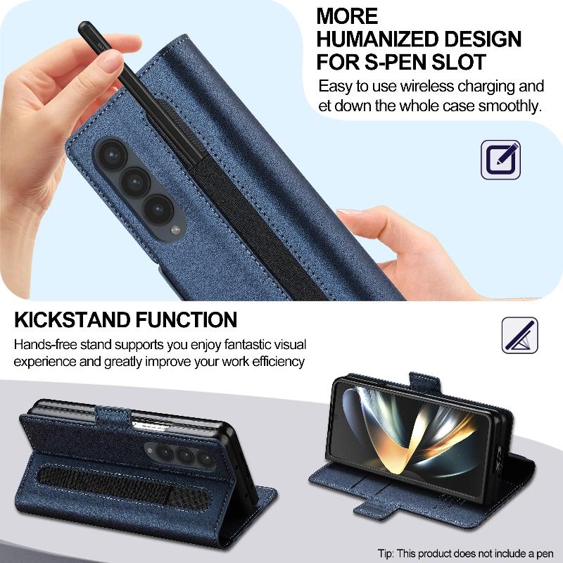 Magnetic Flip Leather Phone Cover For Samsung Galaxy Z Fold4/Z Fold 3 Built-in Wallet Card With Pen Slot(Excluding Pen)