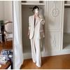 High End Women Suit Set British Style Spring Autumn Wide Leg Pants Two Piece Outfit Korean Minimalist Fashion