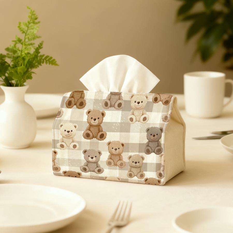 Single, Cute Teddy Bear Pattern Tissue Box, Suitable for Living Room, Dining Room, Bedroom, Bathroom, Pub, Bar, Office - Ideal for Various Holidays