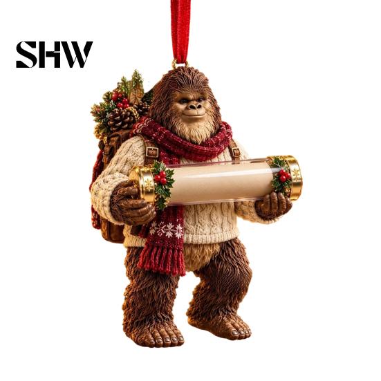 Festive Cash Holder for Holidays Big Foot Money Cash, 2D Acrylic Sasquatch Gift Fun Christmas Family Ornament, Clear Xmas Tree Hanging Decoration