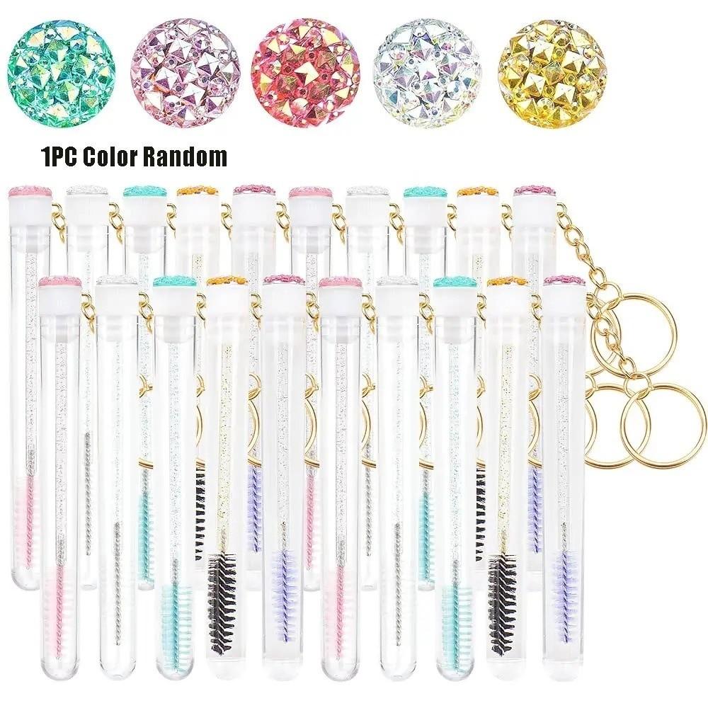 Reusable Lash Mascara Wands With Keychain Comb Brushes Portable Eye Lash Brushes  Makeup Tools 1PC Color Random
