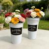 Farmhouse Decorative Flower Bucket Galvanized Metal Vases for Flowers Rustics French Tin Planter Bucket for Centerpieces