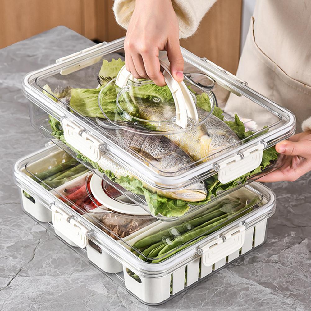 

PET Stackable Refrigerator Organizer Bins with Lids Removable Containers For Home Food and Storage Refrigerator Fruit Vegetables