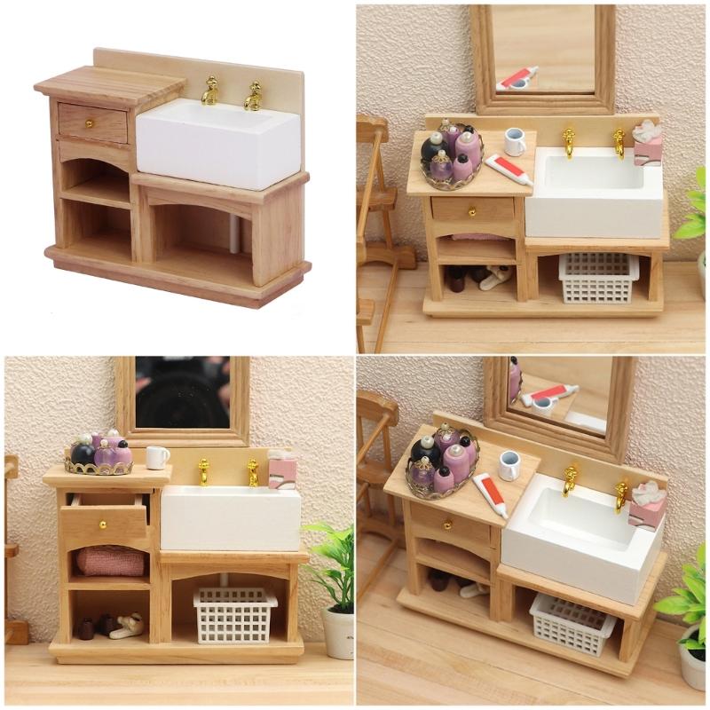 Simulation Miniature Bathroom Sink Model Figurine For 1/12 Doll House Scene Setting Furniture For Craft Project Decors