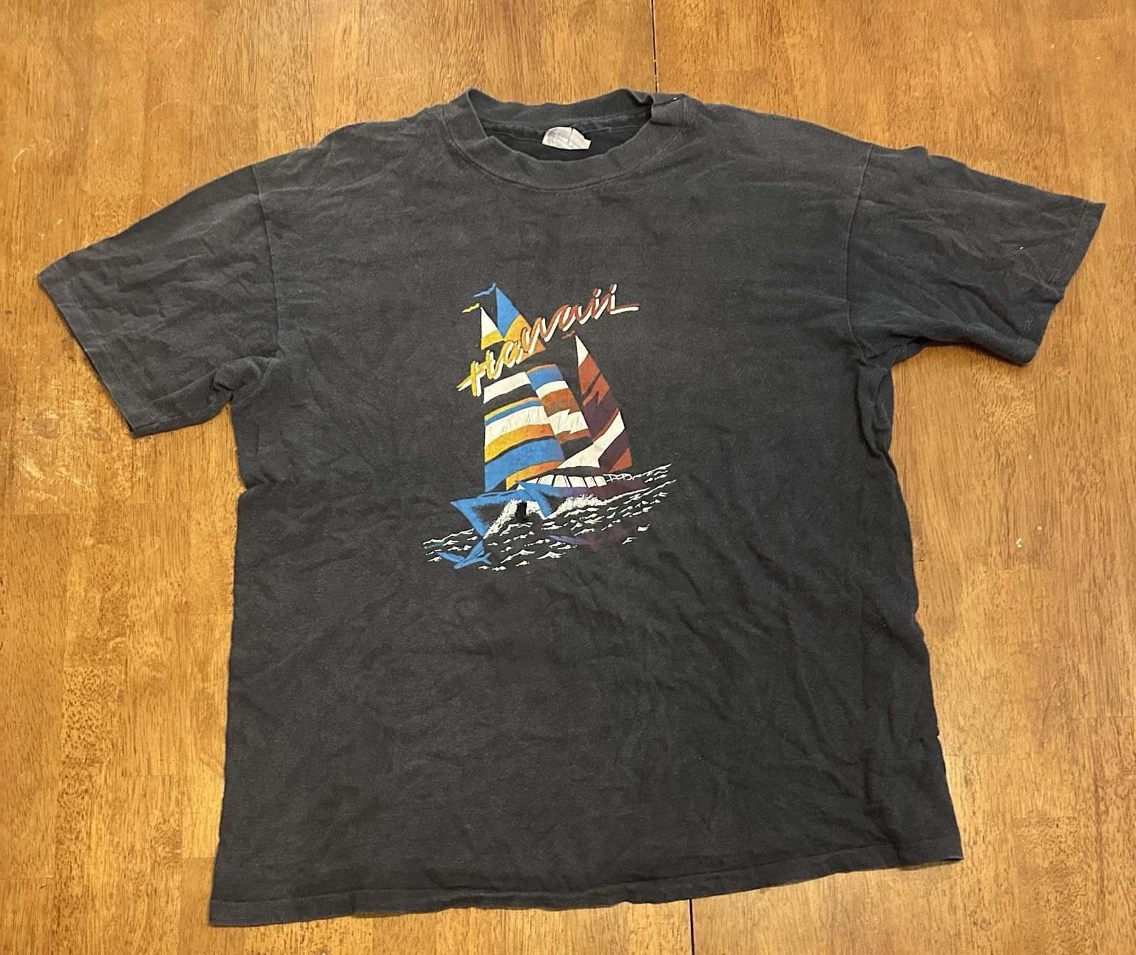 Vintage 80s Hawaii T Shirt Fits Size Large Sailboat Graphic 2XL