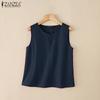 ZANZEA Women Summer Casual Round Neck Sleeveless Cotton Tank Tops