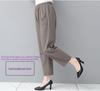 Mom's Cotton Embroidered Nine-Point Pants for Seniors, Casual Straight-Leg Pants for Spring & Autumn