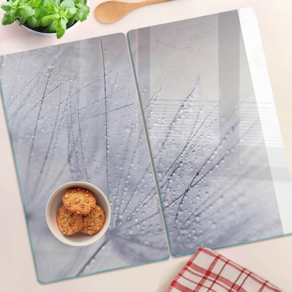 Glass Kitchen Cutting Boards with Dandelion Seed Graphics 2X30X52 Cm