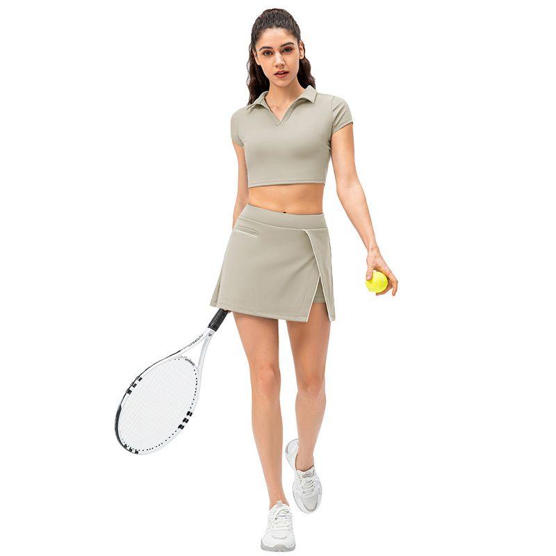 Export New Arrival Sports Skirt Fake Two-Piece Anti-Emptied Pantskirt Loose Casual Yoga Running Skirt Tennis Skirt