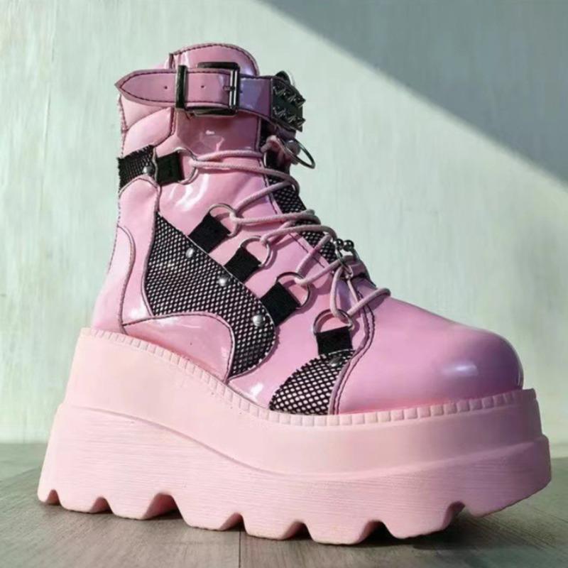 Fashion Women's Boots 2025 Autumn Women Ankle Boots Platform Wedges High Heels Short Boots of Women New Fashion Design Zip Cosplay Shoes