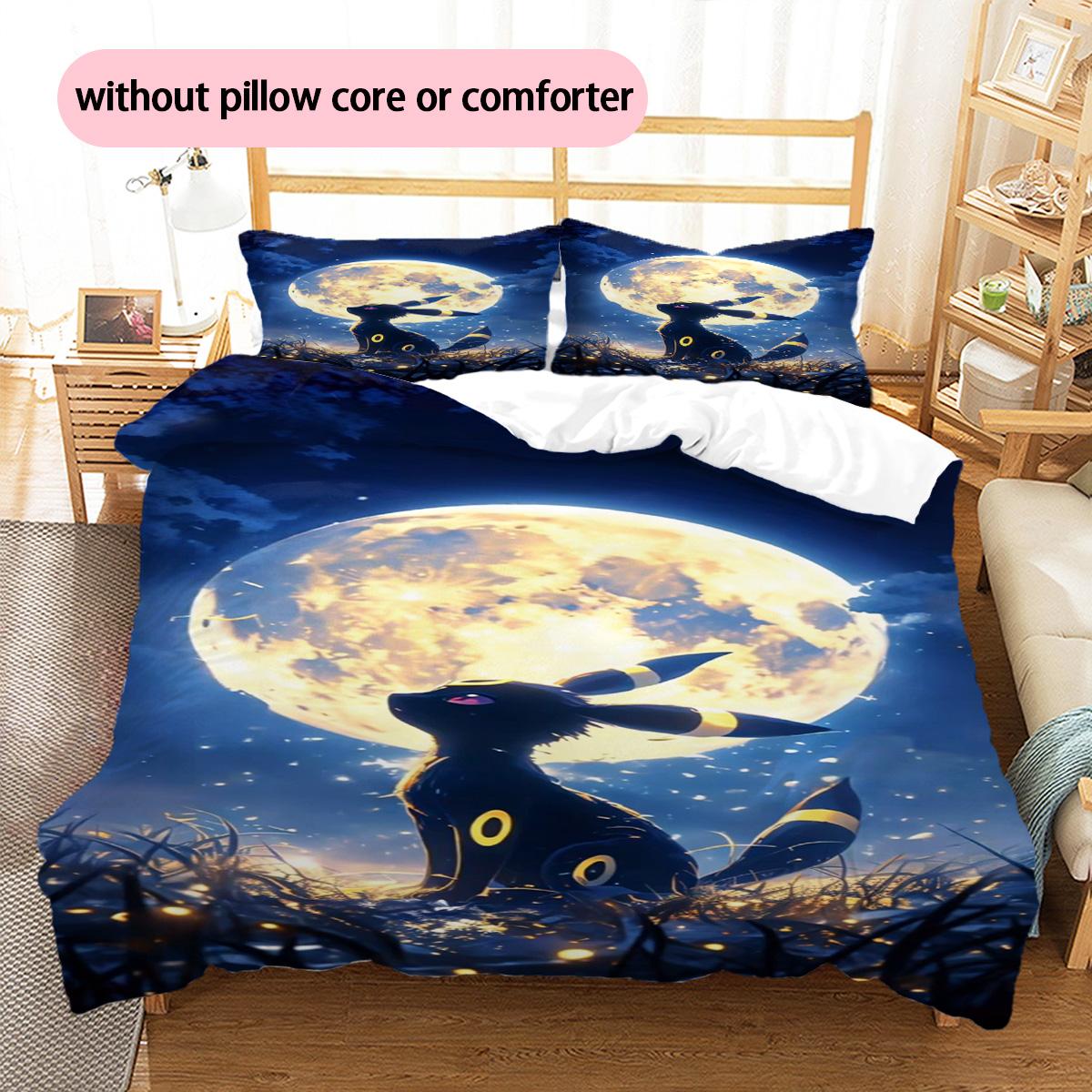 

Pokémon Pikachu Eevee Pattern Bedding Home Decoration Birthday Gift (1 * duvet cover + 2 * pillowcase, without core) 135x200cm