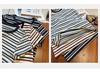 Women's American Retro Color Block Striped T-Shirt - 2025 Korean Style, Versatile Slim Fit, Round Neck