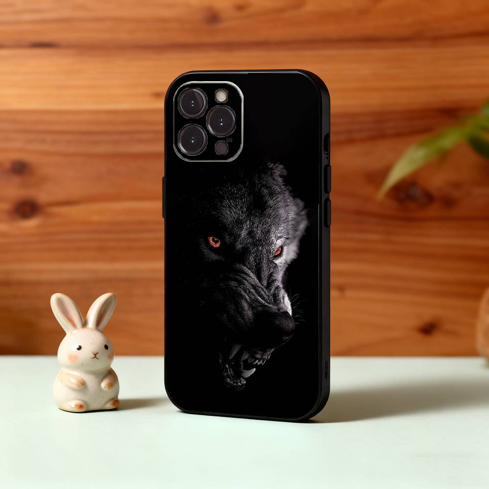1pc Wolf Phone Case For iPhone17,16,15,14,13,12Plus,Pro Max,XS,5G Soft Silicone Black Cover
