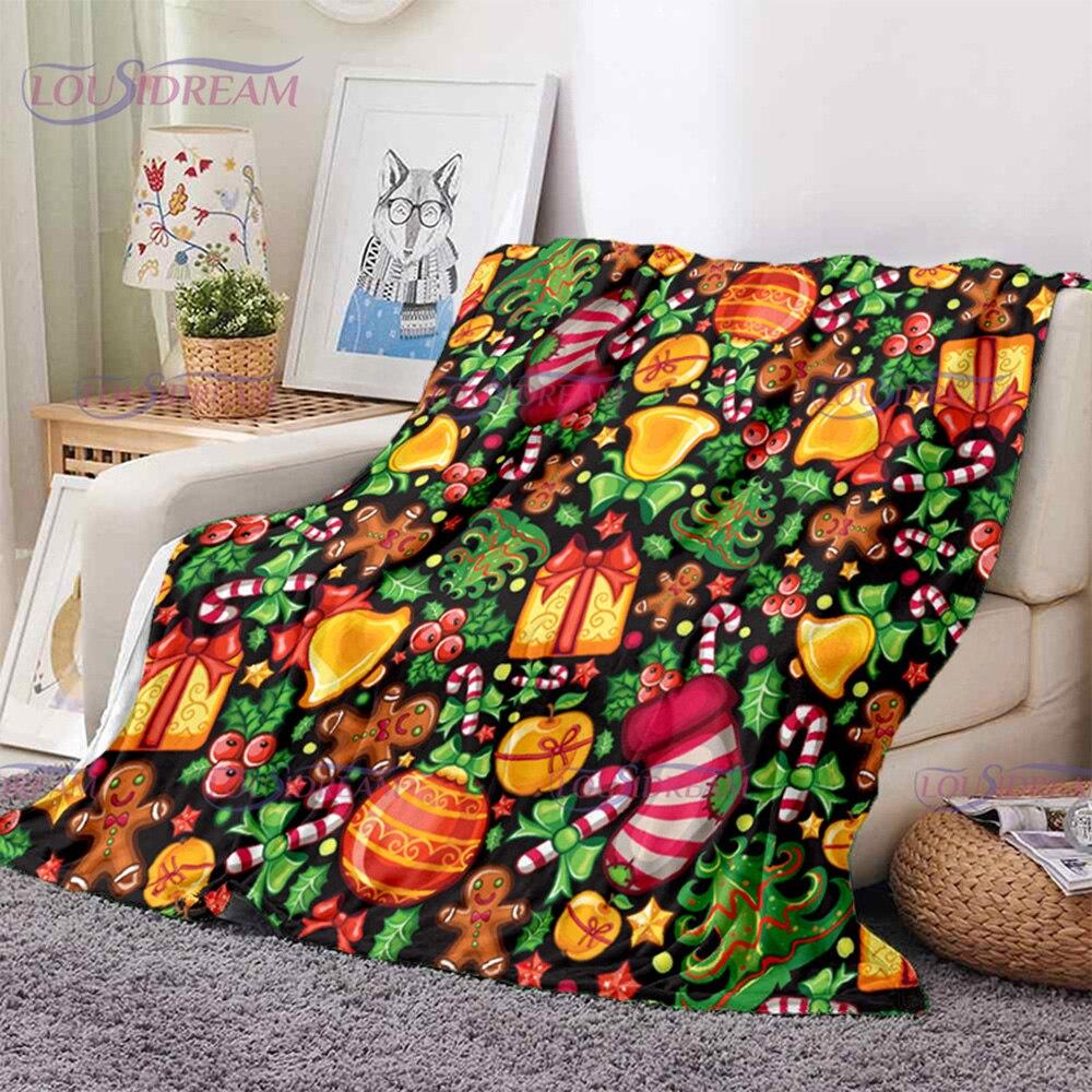 Merry Christmas Santa Claus Blanket Soft Flannel Throw Blanket for Home Bedroom Sofa Travel Office Snowflake Rest Cover Blanket