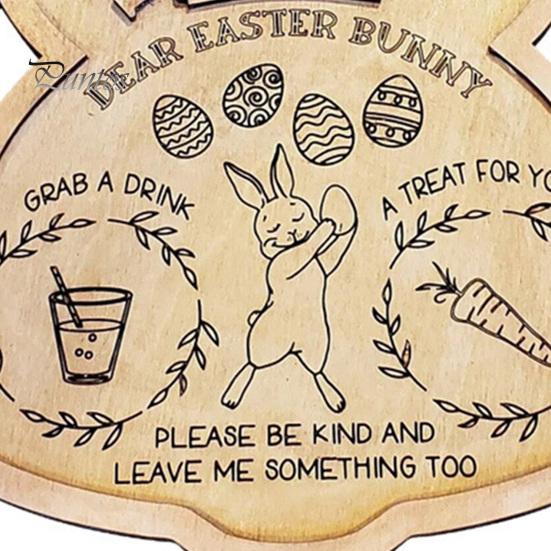 Easter Decoration Tray Bunny Treat Rabbit Shape Wooden Serving Fruits Holiday Snack Candies Desserts Appetizer Snacks Food Charcuterie Board Reusable