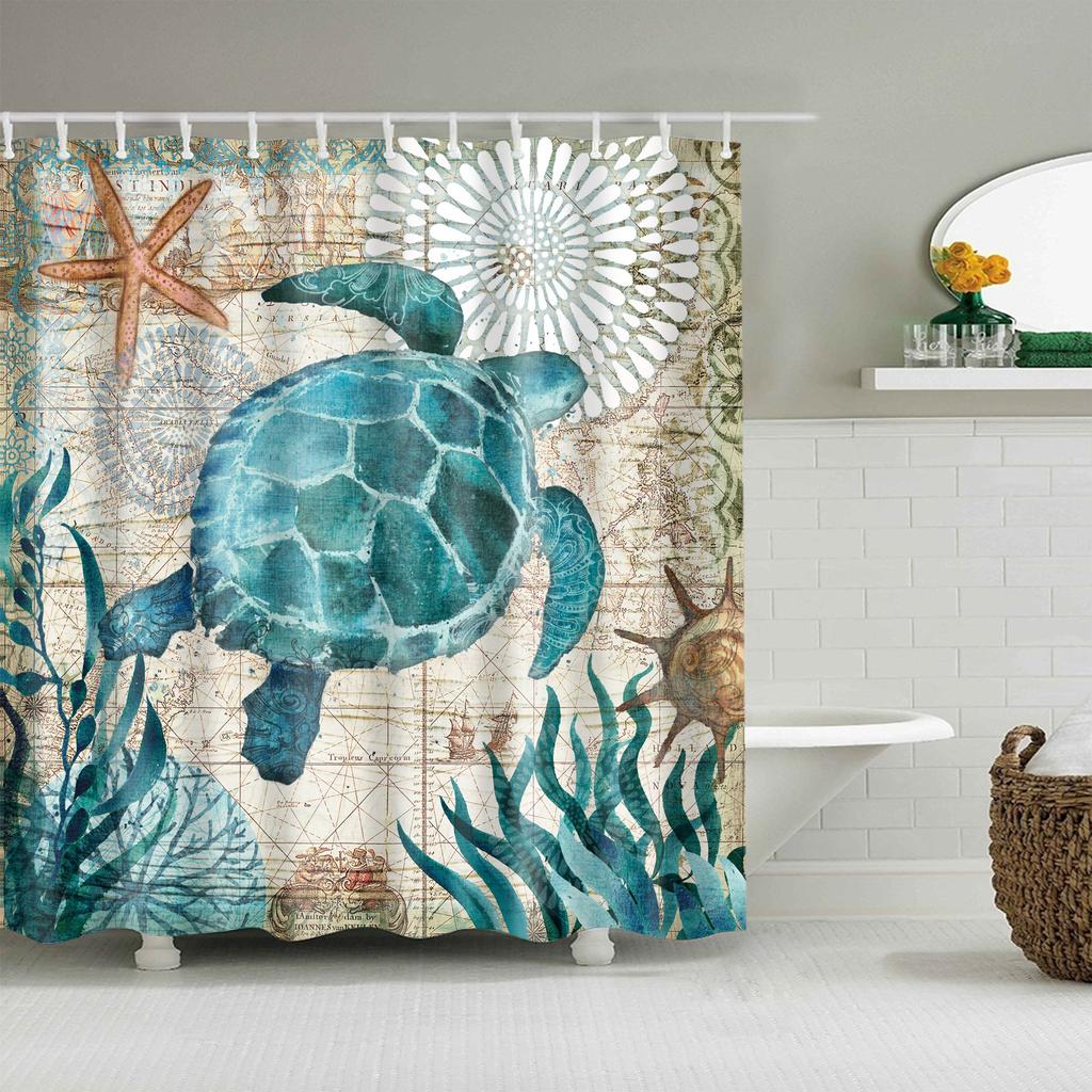Animals Octopus Wolf Lion Seahorse Turtle Shower Curtains Bathroom Curtain Frabic Waterproof Polyester Bathroom Curtain Hooks
