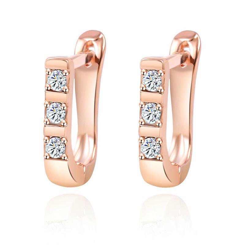 Charms Hoop Earrings White Round Rhinestone Cubic Zirconia Earrings Rromantic Girl Champgine Gold Plated
