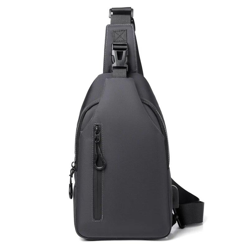 A Cool Men's Messenger Bag Casual Oxford Waterproof And Wearable Shoulder Bag Usb Rechargeable Chest Bag