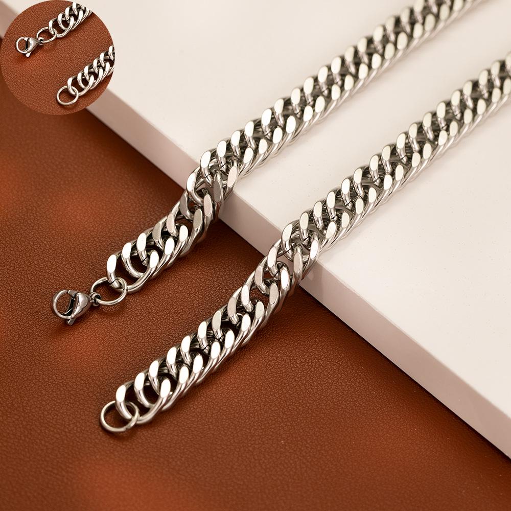 Herren Titanstahl Doppelschicht Cuban Link Kette Halskette - High-End Stil, Langlebig, Attraktives Design.