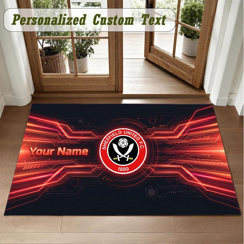 Crystal Velvet Square Rug Custom NameSheffield United FC Pattern Non Slip Home Floor Decor Rug