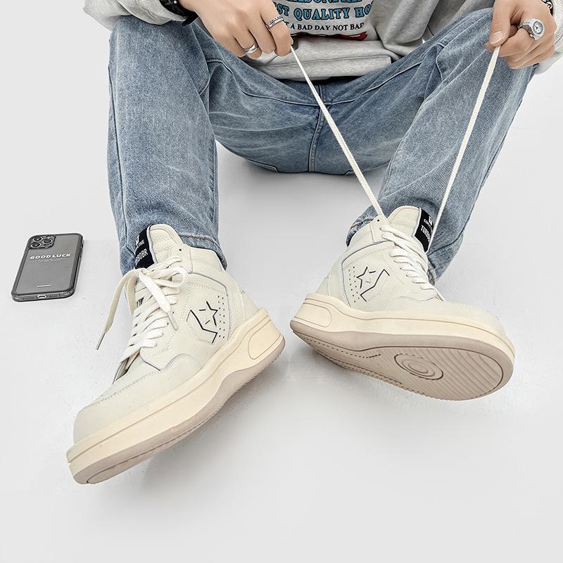 Neue Sportschuhe High-Top Board Schuhe Paar Schuhe lässig dicksohlige erhöhende vielseitige kleine weiße Schuhe Herren echtes Leder Martin Stiefel Damen