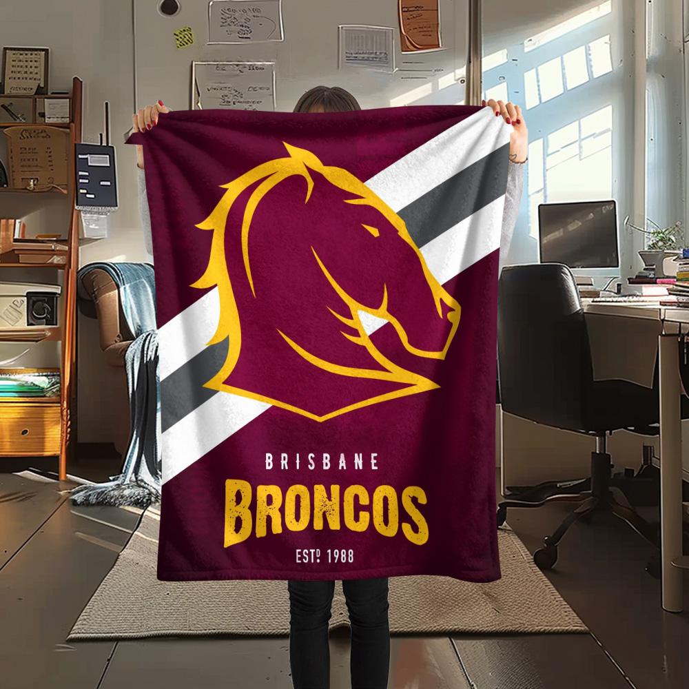 Brisbane Broncos Flanelldecke mit Aufdruck, Hohe Qualität, Bequem für alle Jahreszeiten, Heimdekoration, Wärme und Komfort