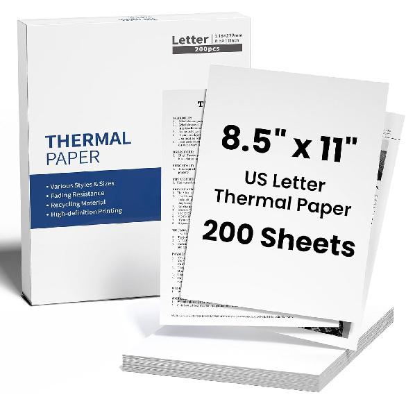 Thermal Paper 8.5" x 11" US Letter Size, 4 Rolls Quick-Dry Thermal Printer Paper, Compatible with A285M A282M A281M M835 M834 M832 Portable Printer