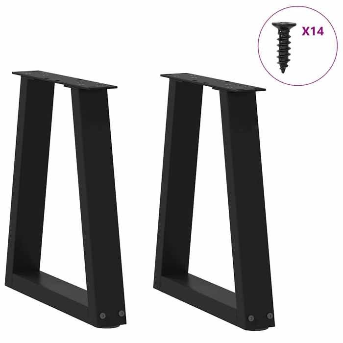 VidaXL Coffee Table Legs V-Shape 2 Pcs Black 38 X (42-43,3) Cm Steel 4012544