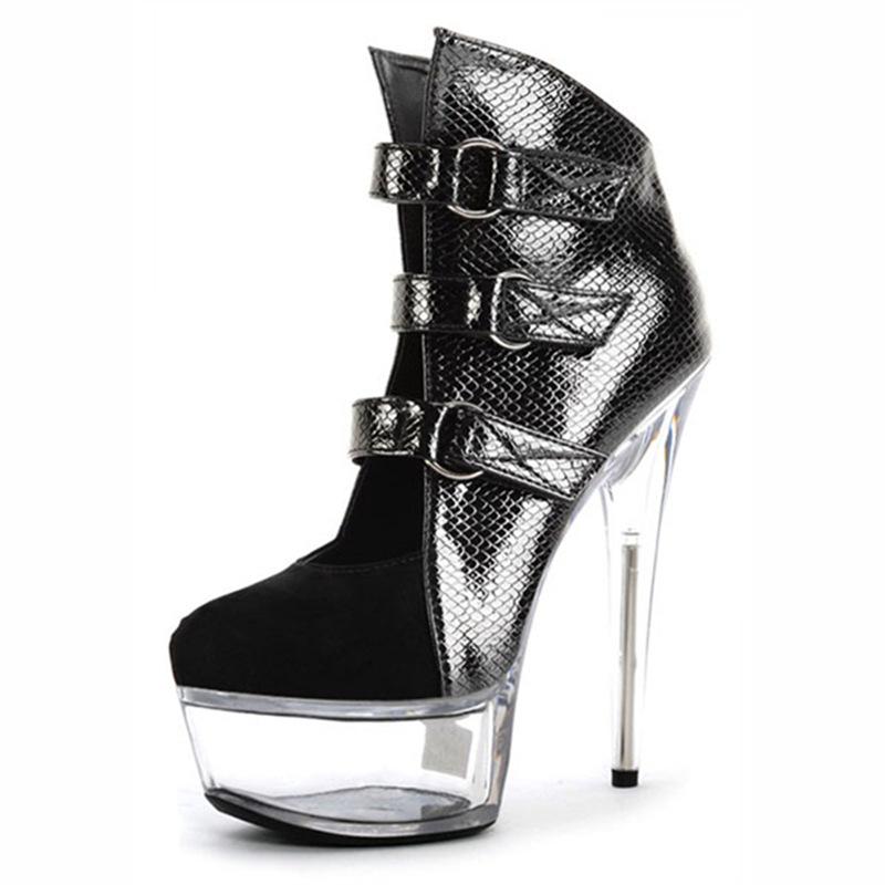 Fashion trend 15cm waterproof table style front buckle low boots shoes