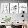 Posters Black And White Flower Print Fresh Wall Art Feather Dandelion Pictures Canvas Living Room Decoration Wall Paintings