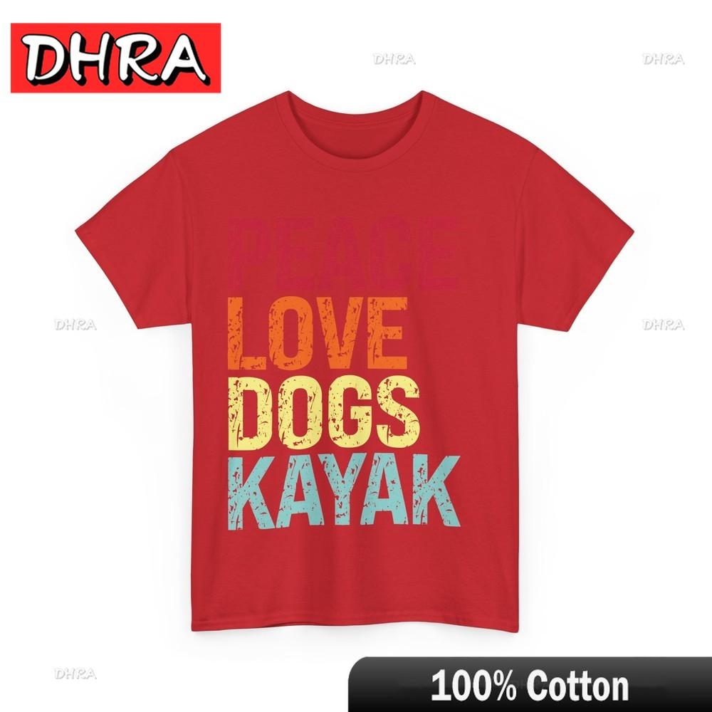 

Kayaking Shirt Peace Love Dogs Kayak Paddling Kayaking Lovers Vintage Shirt Creative Classic Shirt Short Sleeve for Outdoors S