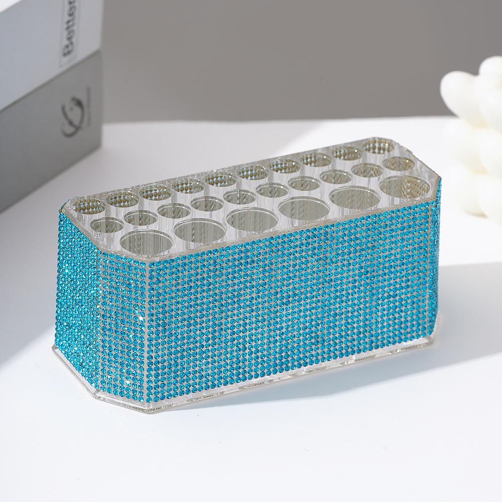 Diamond-set luxury acrylic 26-hole cosmetic pen holder, large hole transparent eyebrow pencil, eyeliner, storage box, finishing display stand