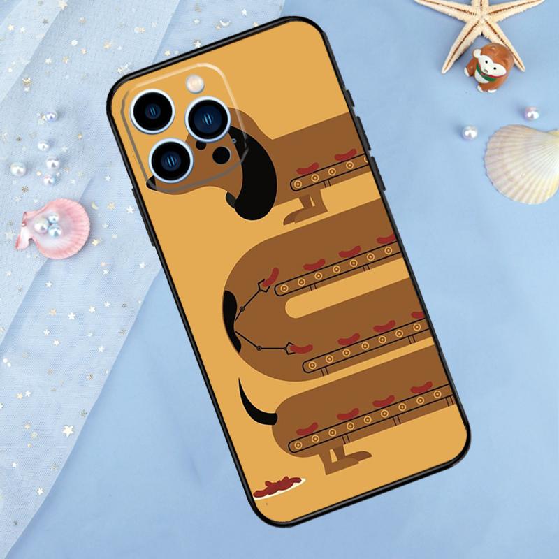 Cartoon Dachshund Sausage Dog Case For iPhone 17 Pro Max 16 15 14 12 11 13 Pro Max Plus 12 13 Mini 16e 17 Air Back Cover
