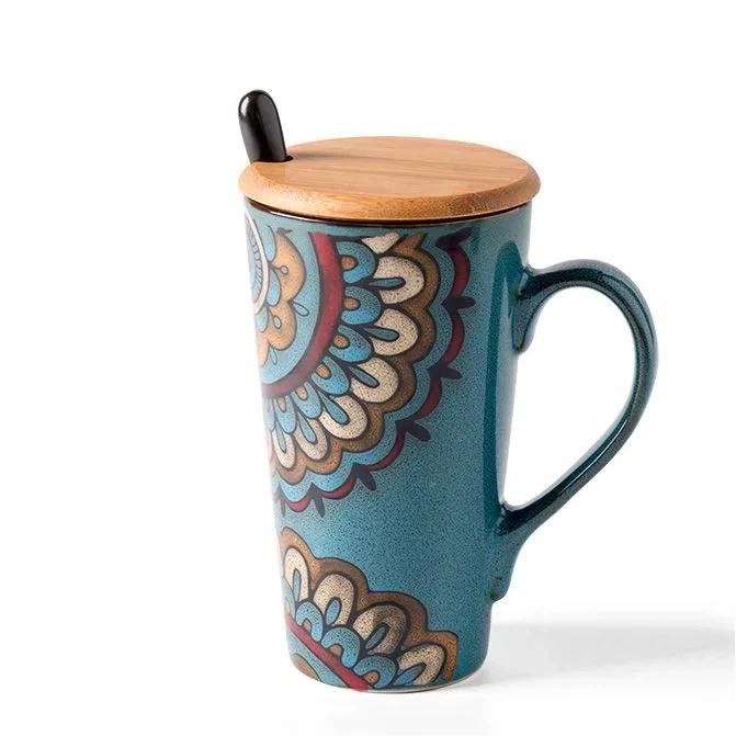Nordic Style Large Ceramic Mug with Spoon and Lid – Creative & Personalized Coffee Cup